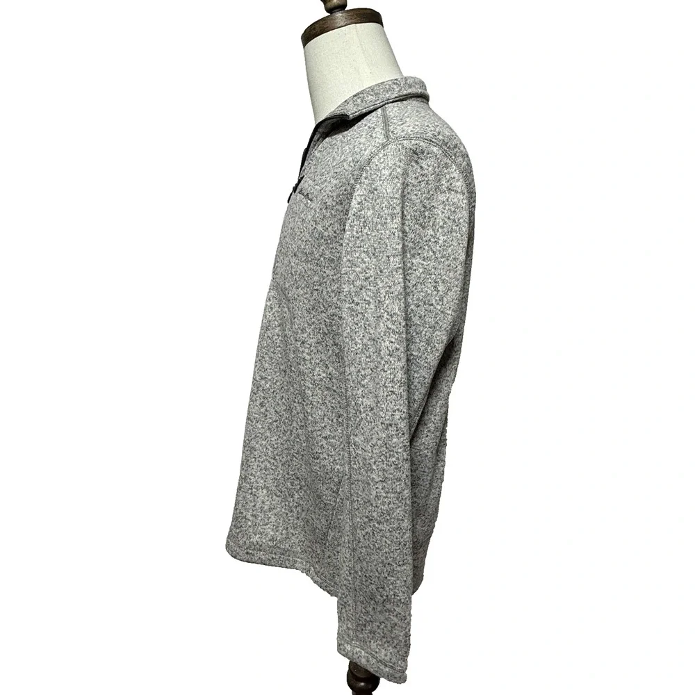 Eddie Bauer Sweater Mens Medium Gray Fleece 1/4‎ Zip Pullover Outdoors Hiking